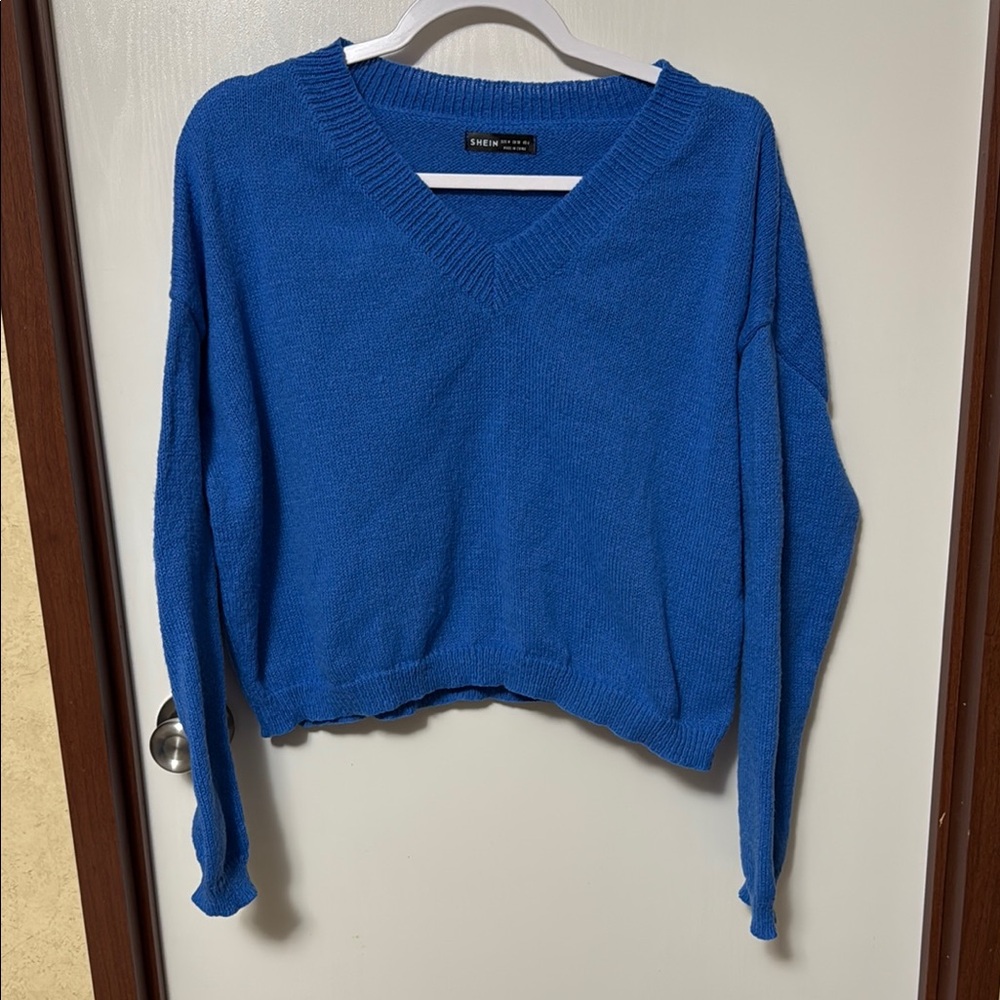 Shein Blue V-Neck Sweater for Women Size M